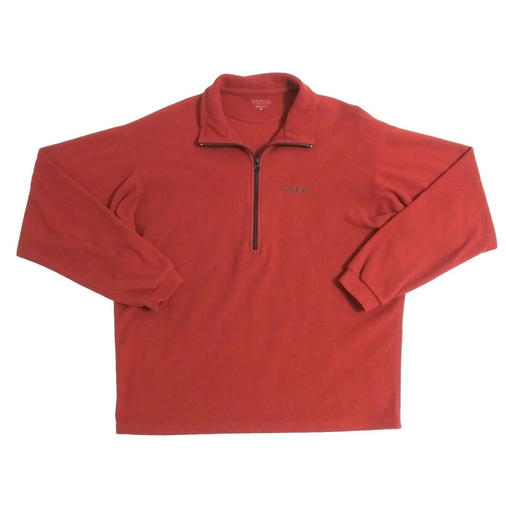 Simms Men's Medium Red Fleece Pullover 1/2 Zip Fishing Sweater